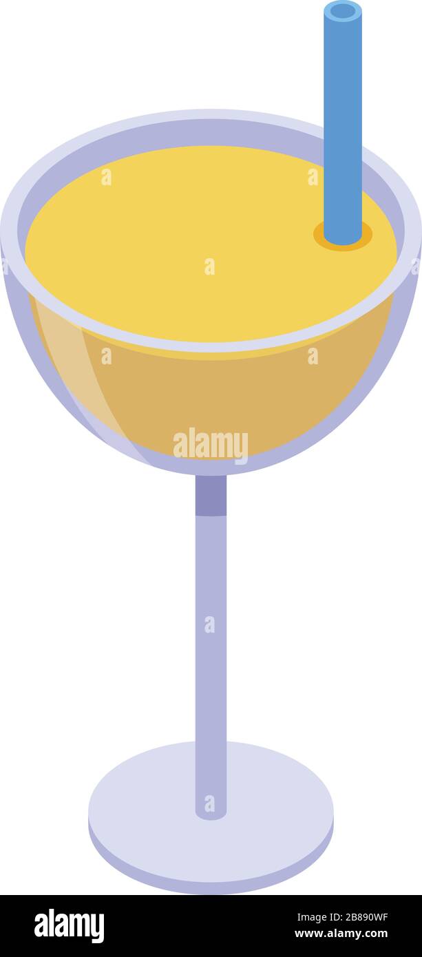 Cocktail apricot icon, isometric style Stock Vector