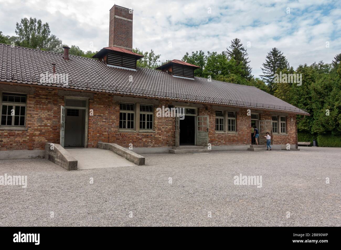 The second Crematoria building, Barrack X at the former Nazi German Dachau concentration camp, Munich, Germany. Stock Photo