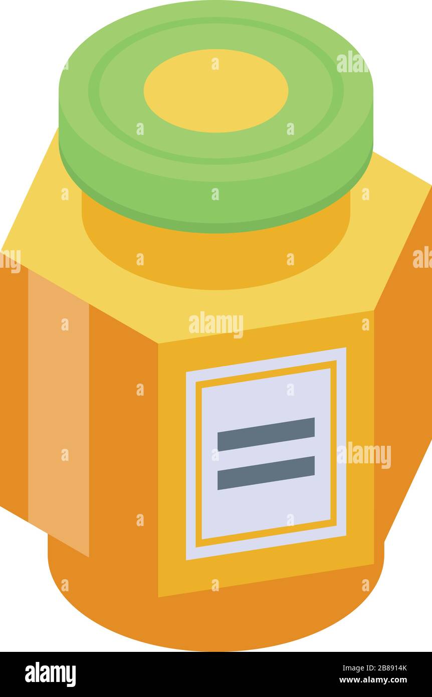 Apricot jam jar icon, isometric style Stock Vector