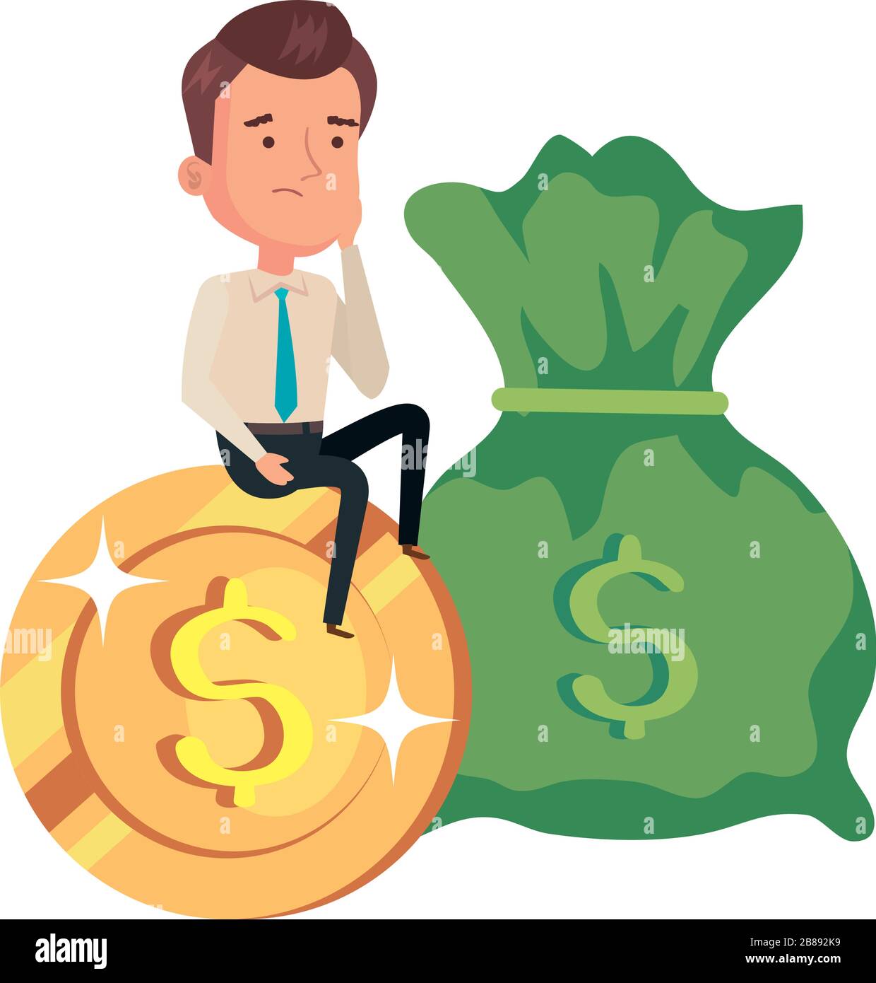 money bag with businessman with coin Stock Vector Image & Art - Alamy