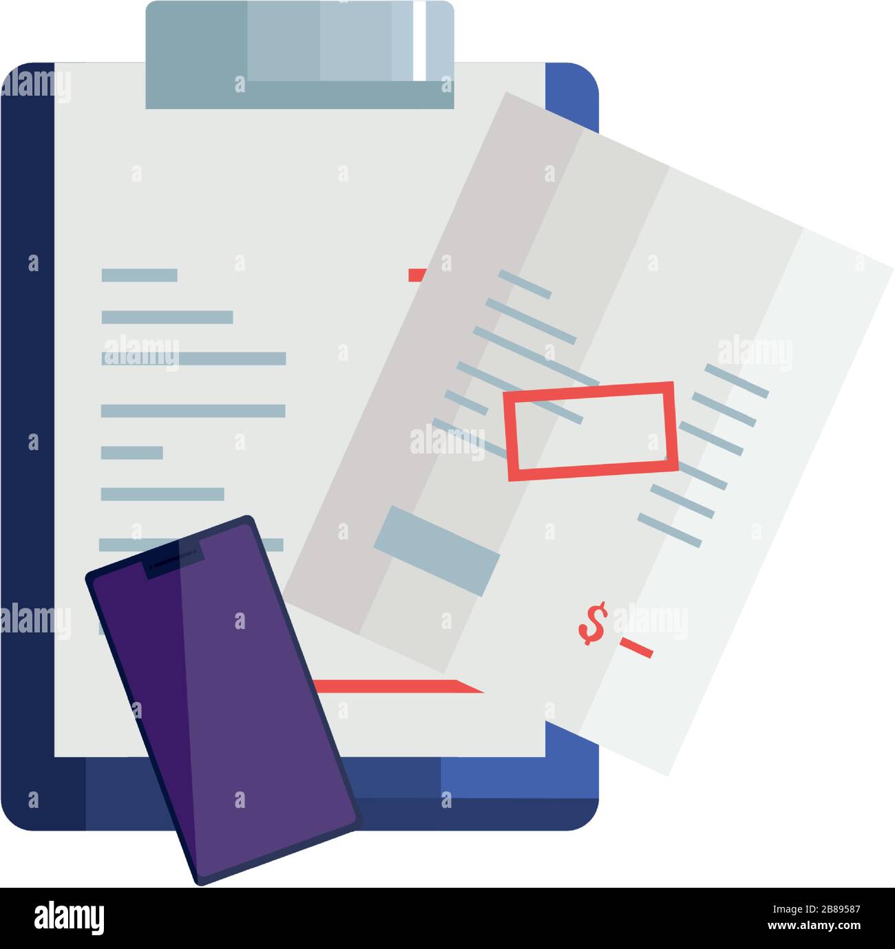 paper voucher with smartphone and clipboard Stock Vector Image & Art