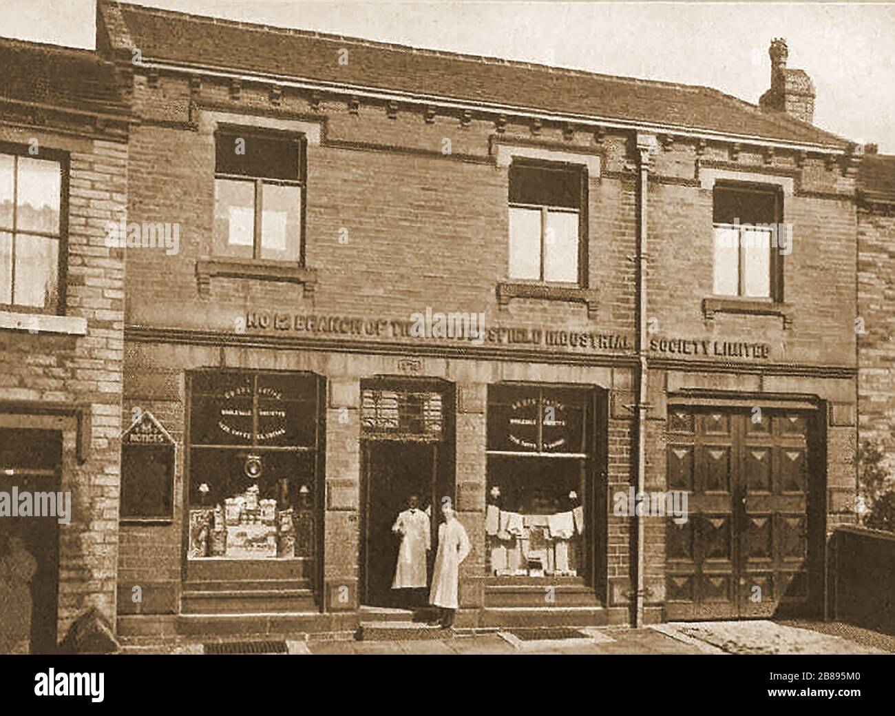 Huddersfield Industrial Society - An early photograph of Lowerhouses Grocery Store Stock Photo