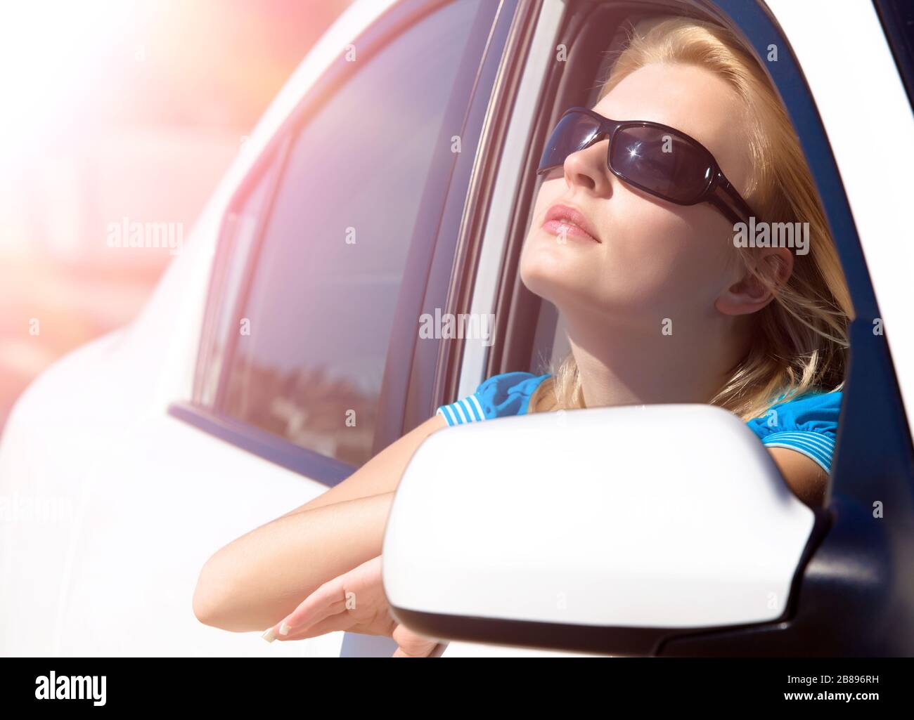 Pretty pacified young relaxed woman in 
