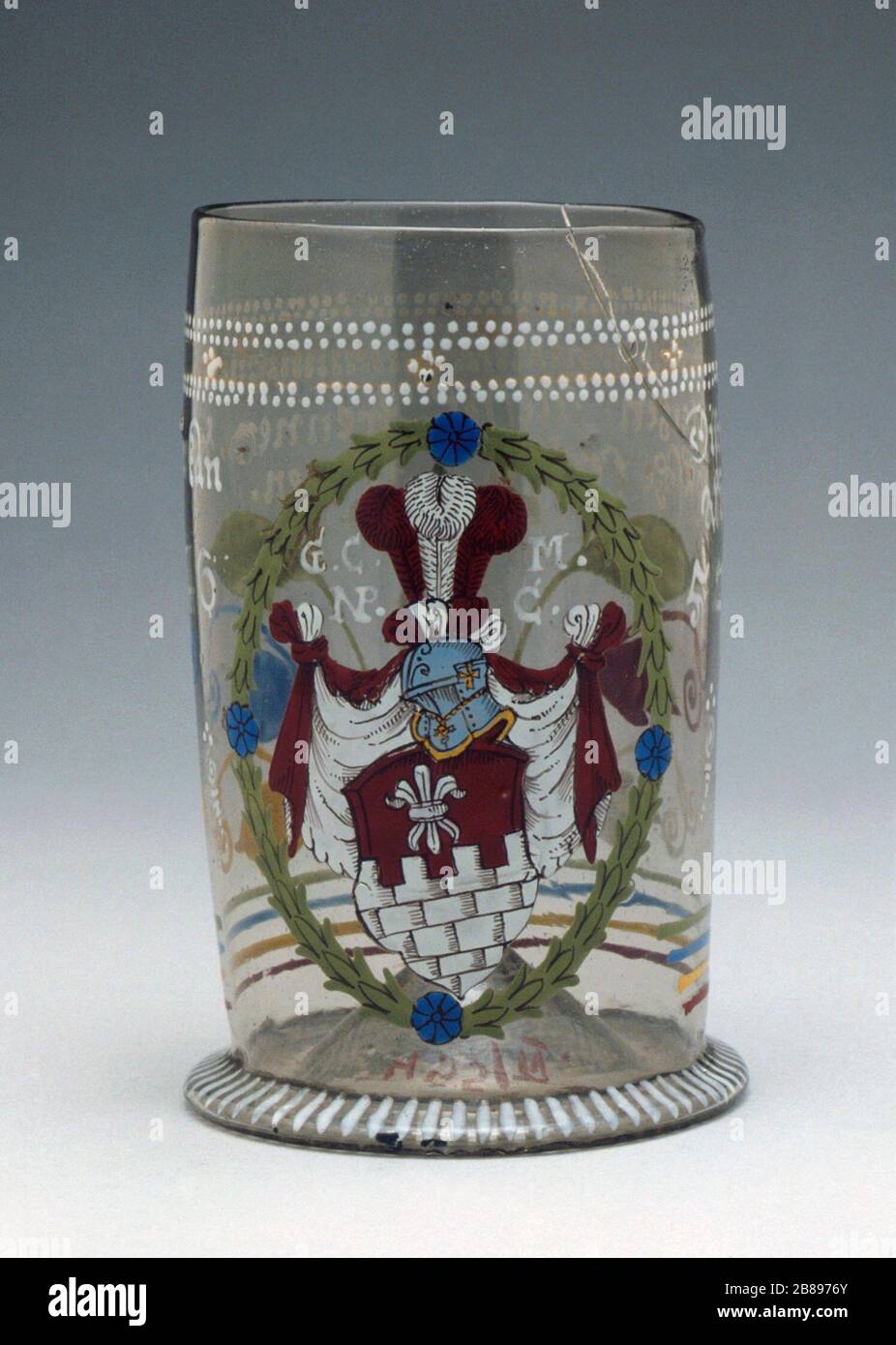 Armorial Beaker Image 2 Of 2 English Probably Central Germany 1652 Furnishings Serviceware Glass Enamel Height 4 11 16 In 12 0 Cm Diameter Of Rim 2 5 8 In 6 8 Cm Diameter Of Base