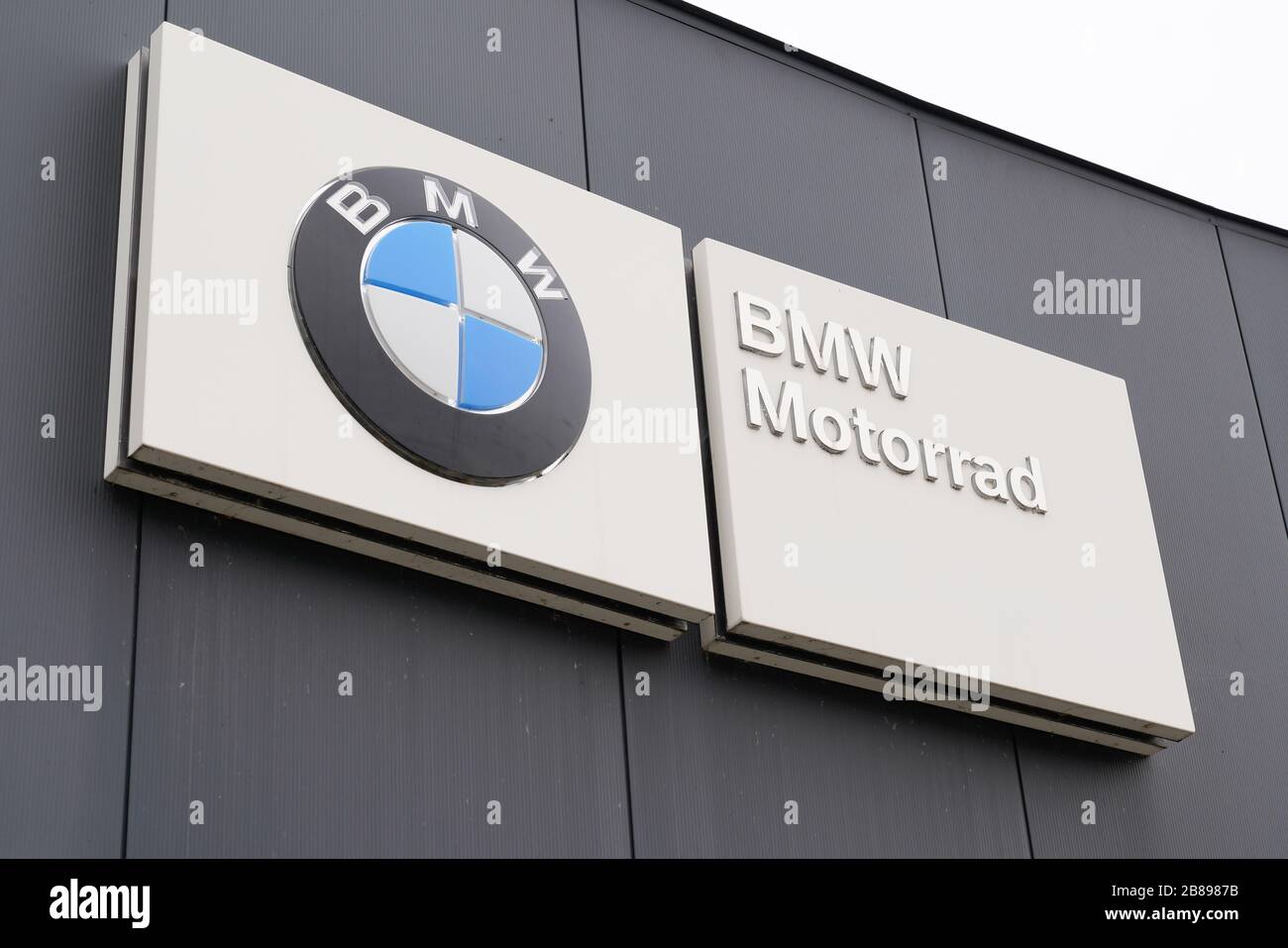 Bordeaux , Aquitaine / France - 10 17 2019 : BMW Motorrad dealership logo sign shop manufacturer signage Bavarian Motor Works store German luxury vehi Stock Photo