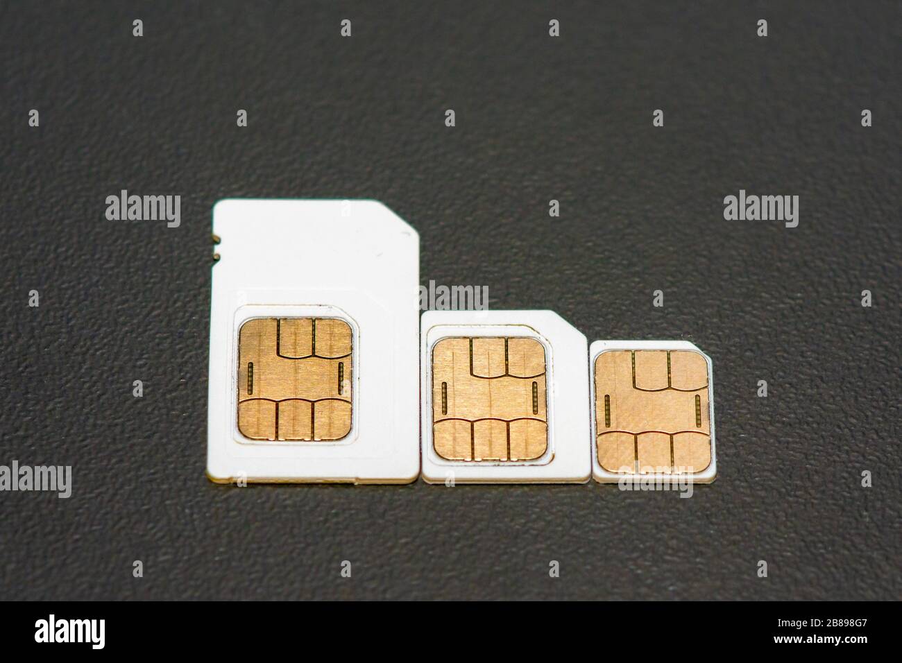 Mini, micro, nano blank sim card for international use. Stock Photo