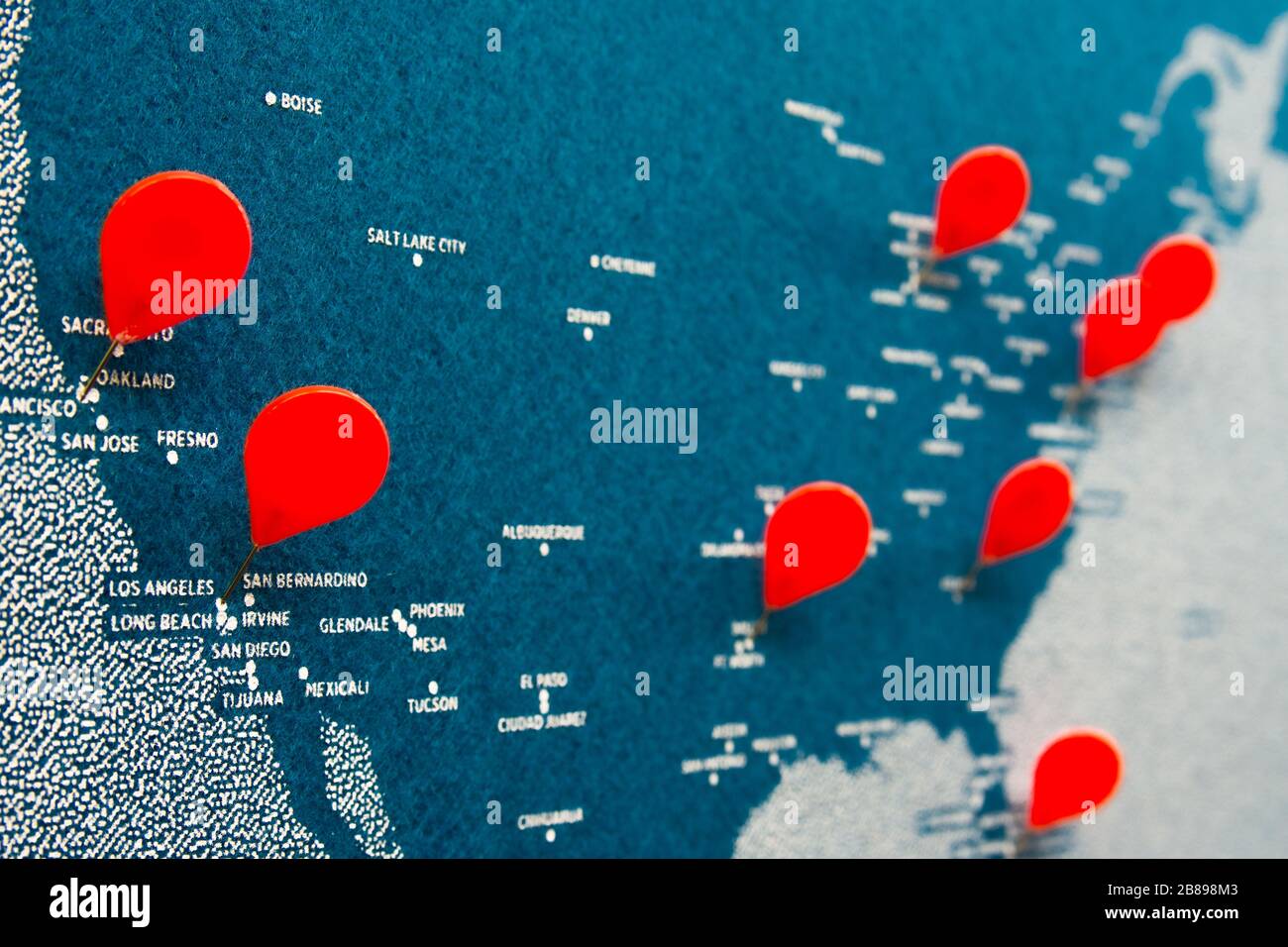 North AmericaMap with pins Stock Photo - Alamy