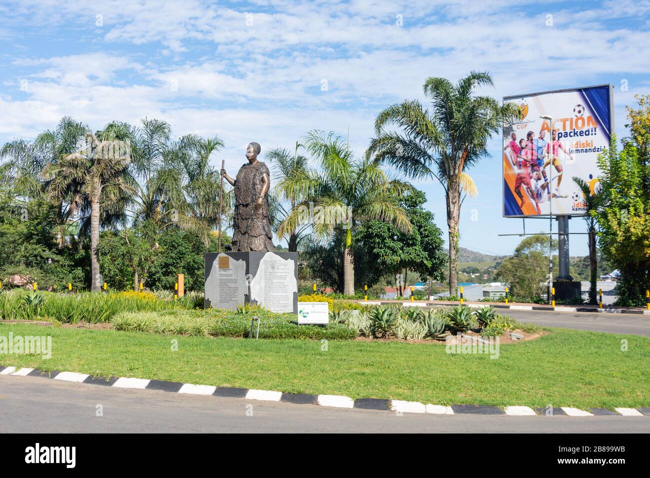 Statue of Queen Regent Gwamile (1858-1925) on roundabout, Gwamile Street, Mbabane, Kingdom of Eswatini (Swaziland) Stock Photo