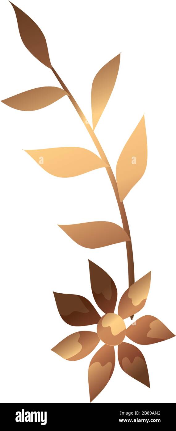 cute flower golden with branch and leafs Stock Vector Image & Art - Alamy