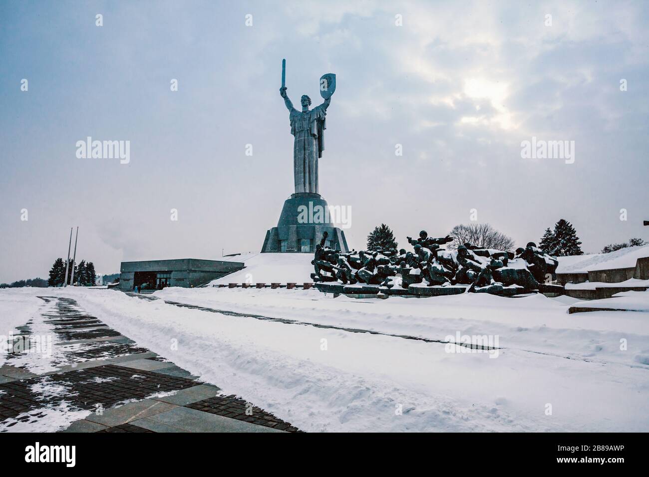 The Motherland Monument, a huge statue atop of the National Museum of the History of the Second World War Stock Photo