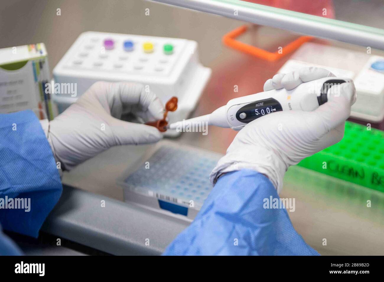 Navy Lt. Cmdr. tests respiratory samples in the