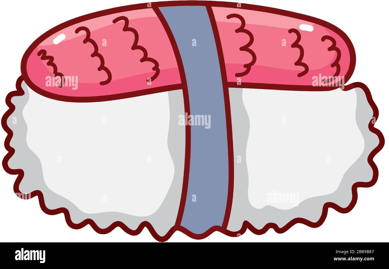 wrapped rice fish food japanese menu cartoon isolated icon vector ...