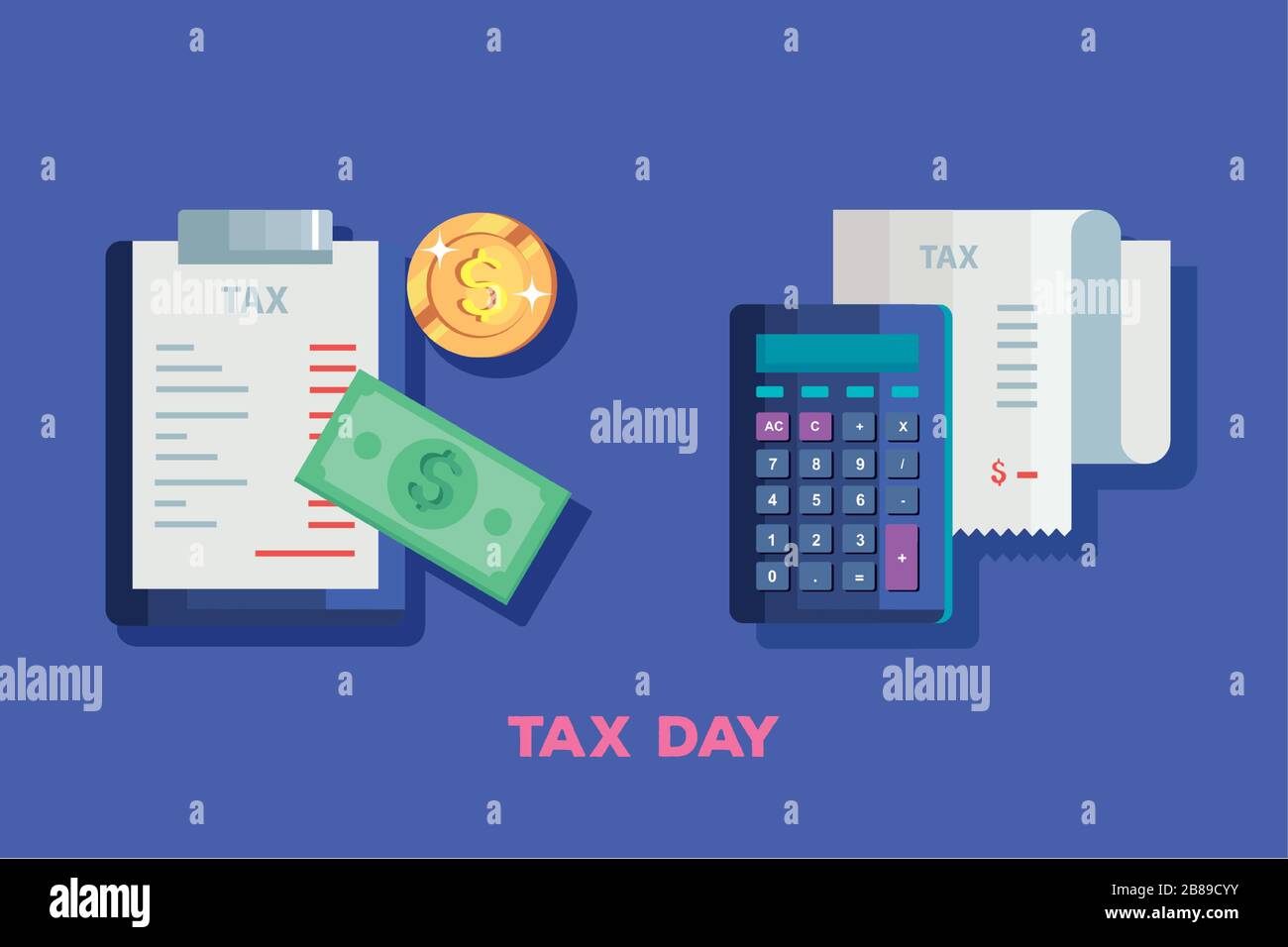 tax day poster with calculator and icons Stock Vector Image & Art Alamy