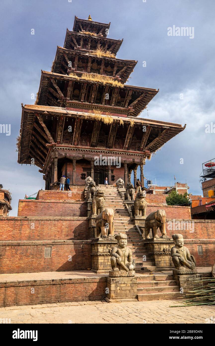 Nyatapola Temple in Taumadhi Square in Bhaktapur, Nepal Stock Photo