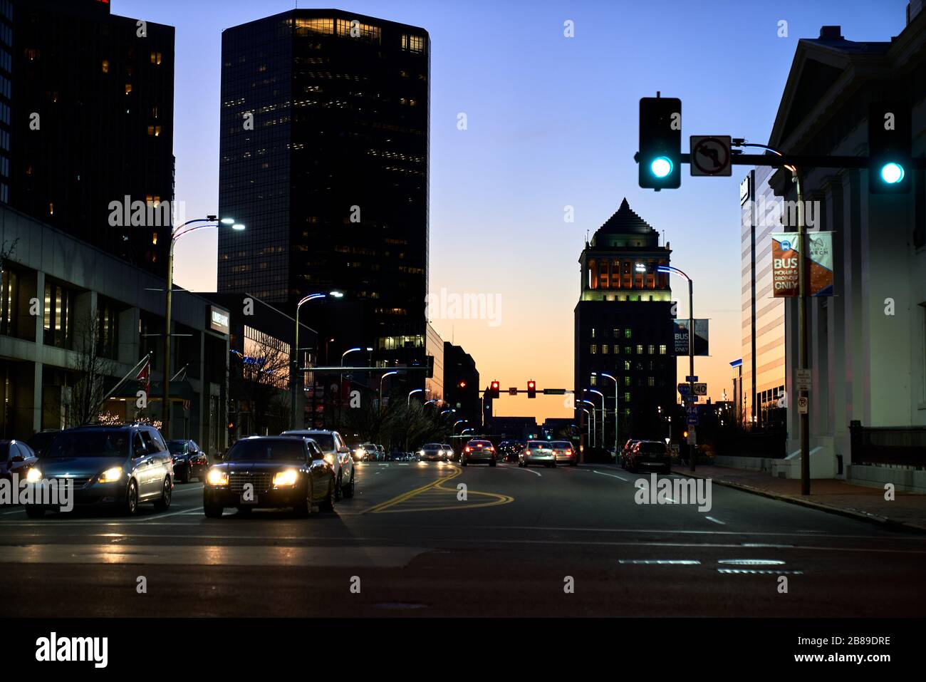 City at Night St. Louis Missouri Business District, Urban Street Stock ...