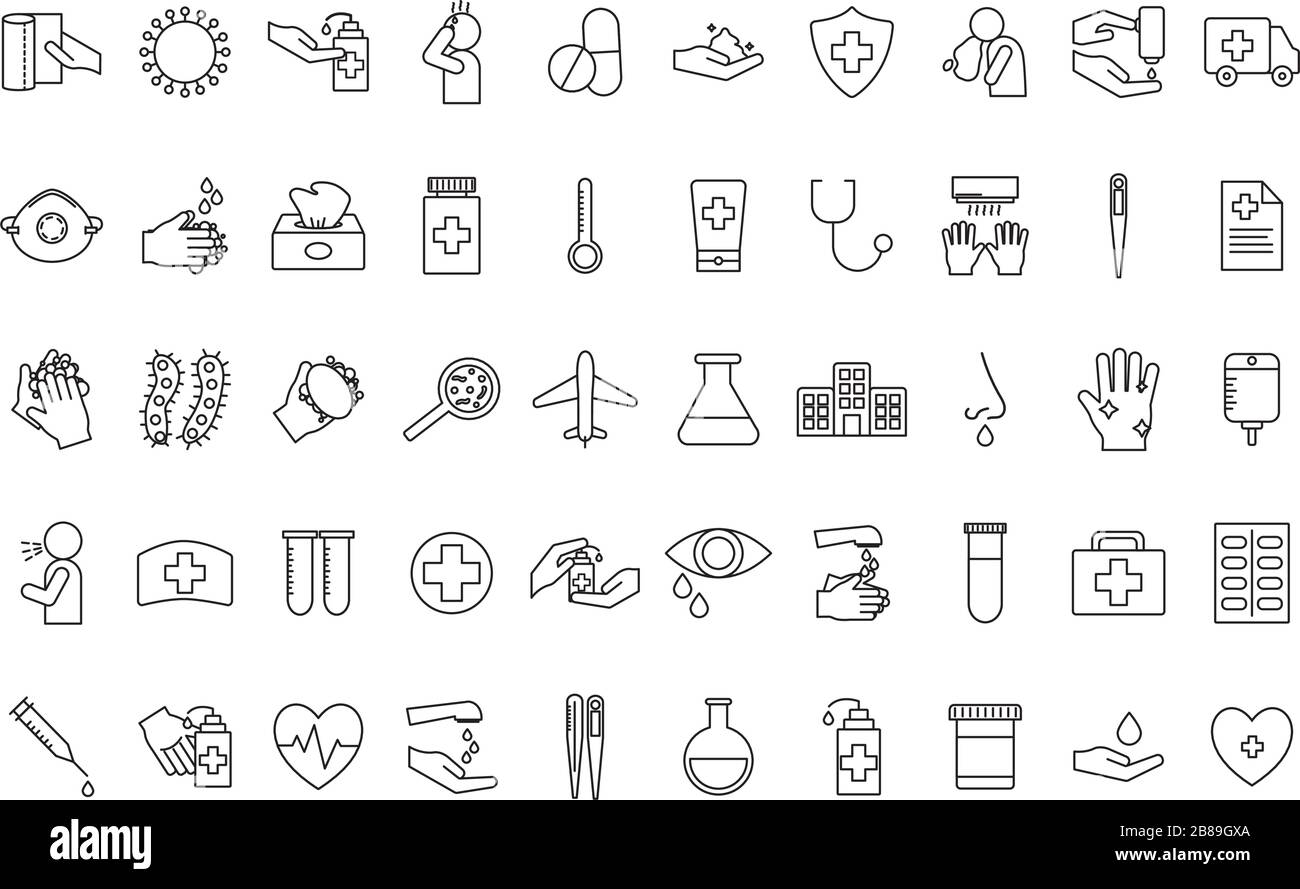 Covid 19 line style icon set vector design Stock Vector Image & Art - Alamy