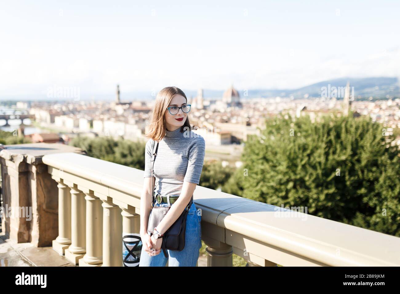 young tourist walks in Florence Stock Photo