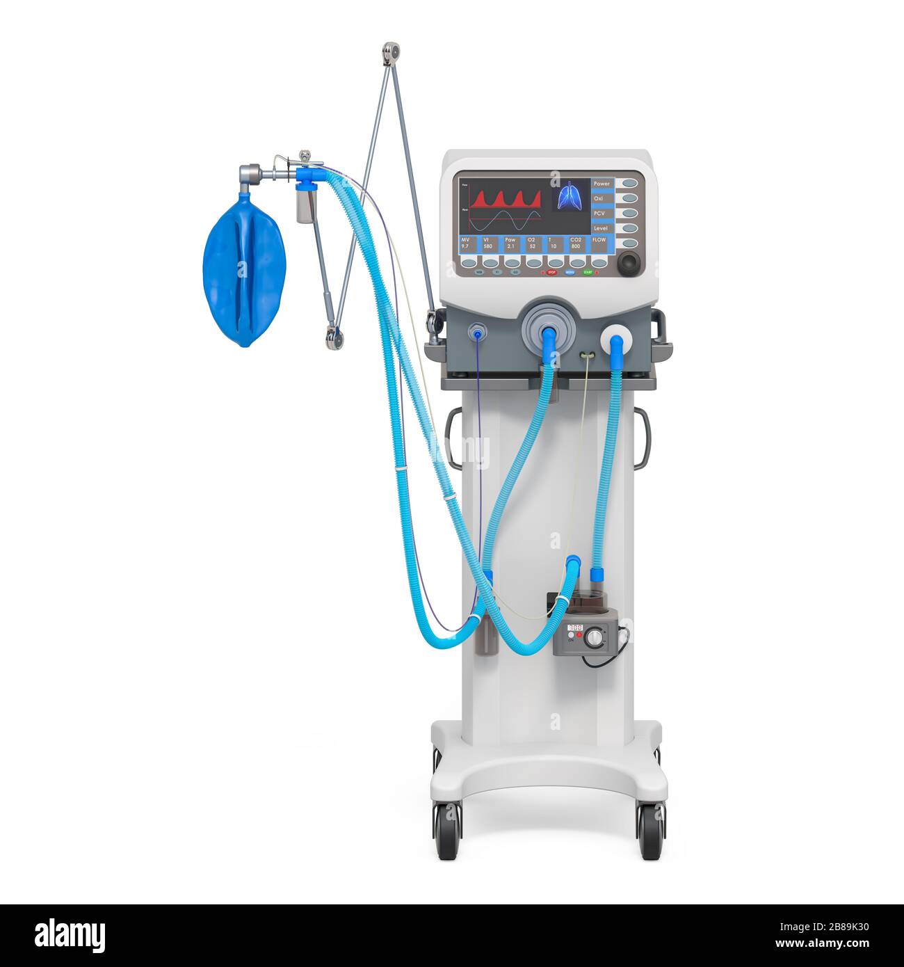 Medical ventilator, 3D rendering isolated on white background Stock Photo