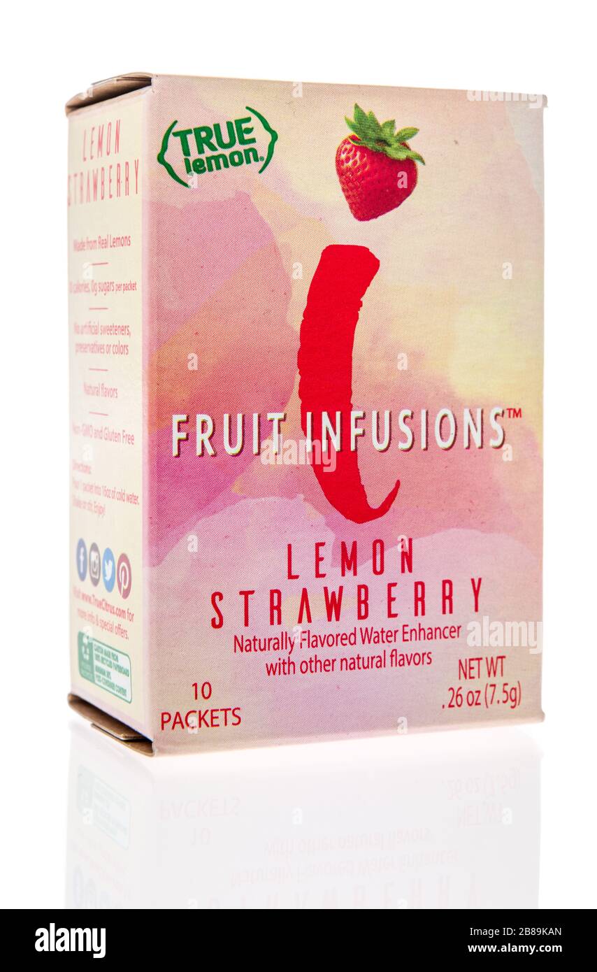Winneconne,  WI - 7 March 2020:  A package of Fruit Infusions water enhancer on an isolated background. Stock Photo