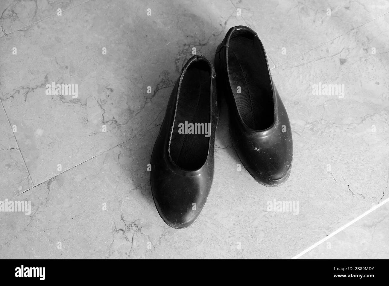 old classic rubber shoes, village shoes Stock Photo - Alamy