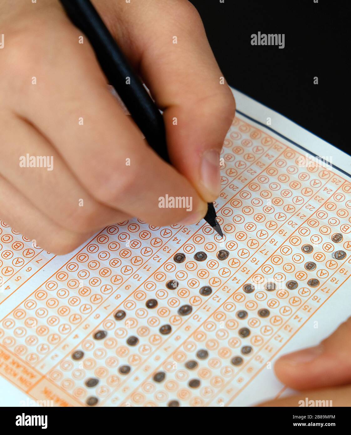 marking optical paper, marked question options and optical exam paper, Stock Photo