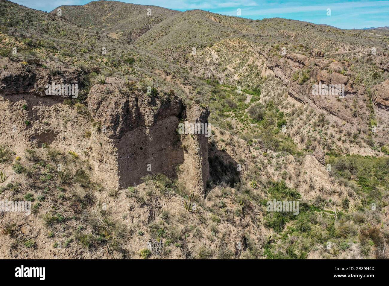 Aerial view of landscape, Sierra de Arizpe, Sonora, Mexico. March 2020