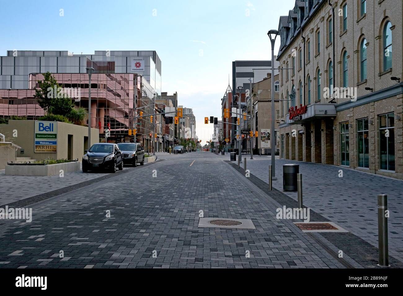 Dundas St London Ontario after new brick road construction is complete Stock Photo
