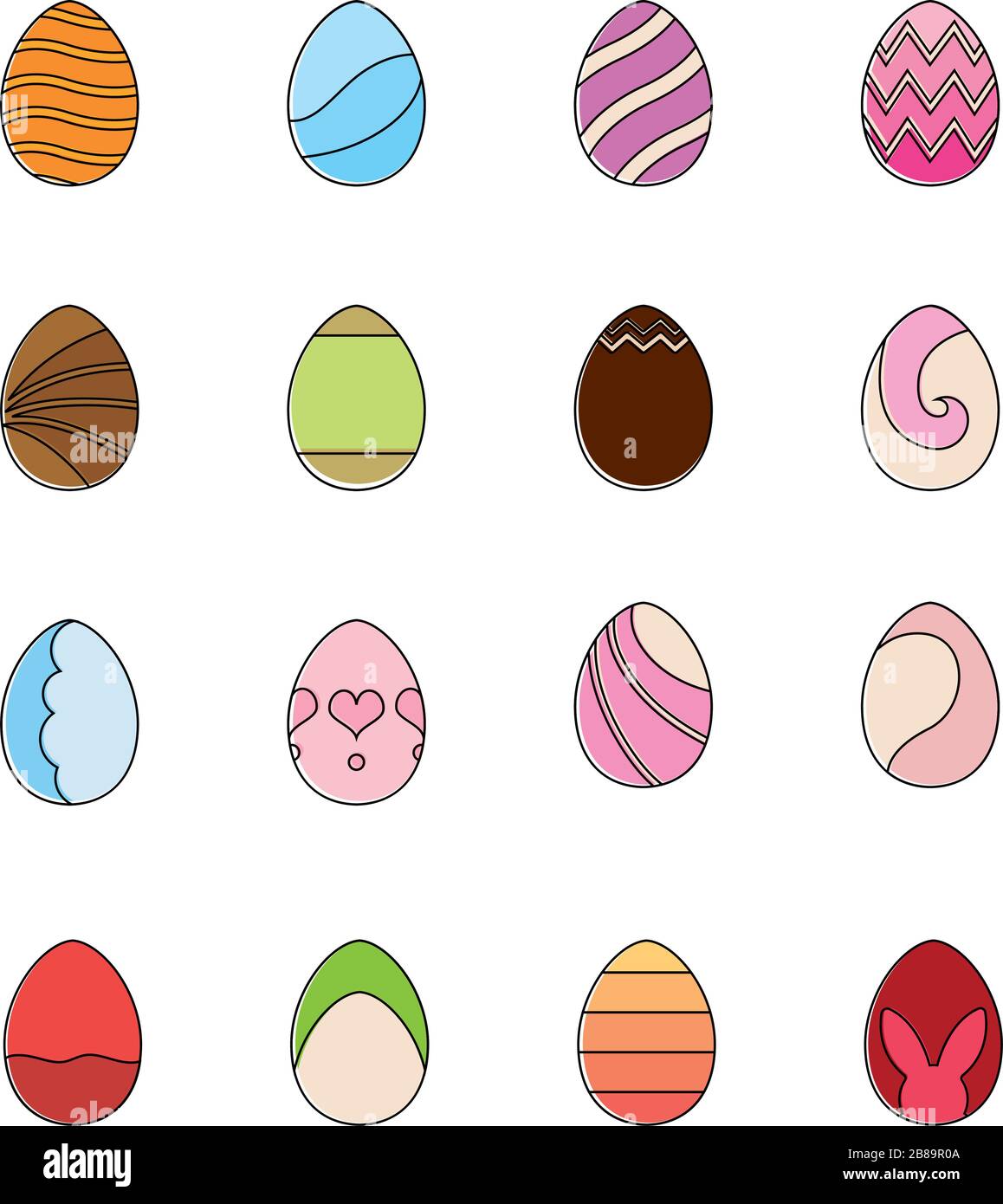 Set of easter eggs icons Stock Vector