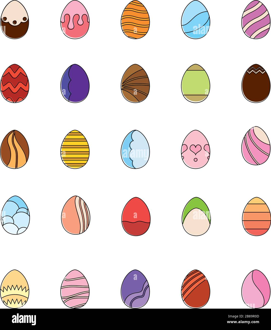 Set of easter eggs icons Stock Vector