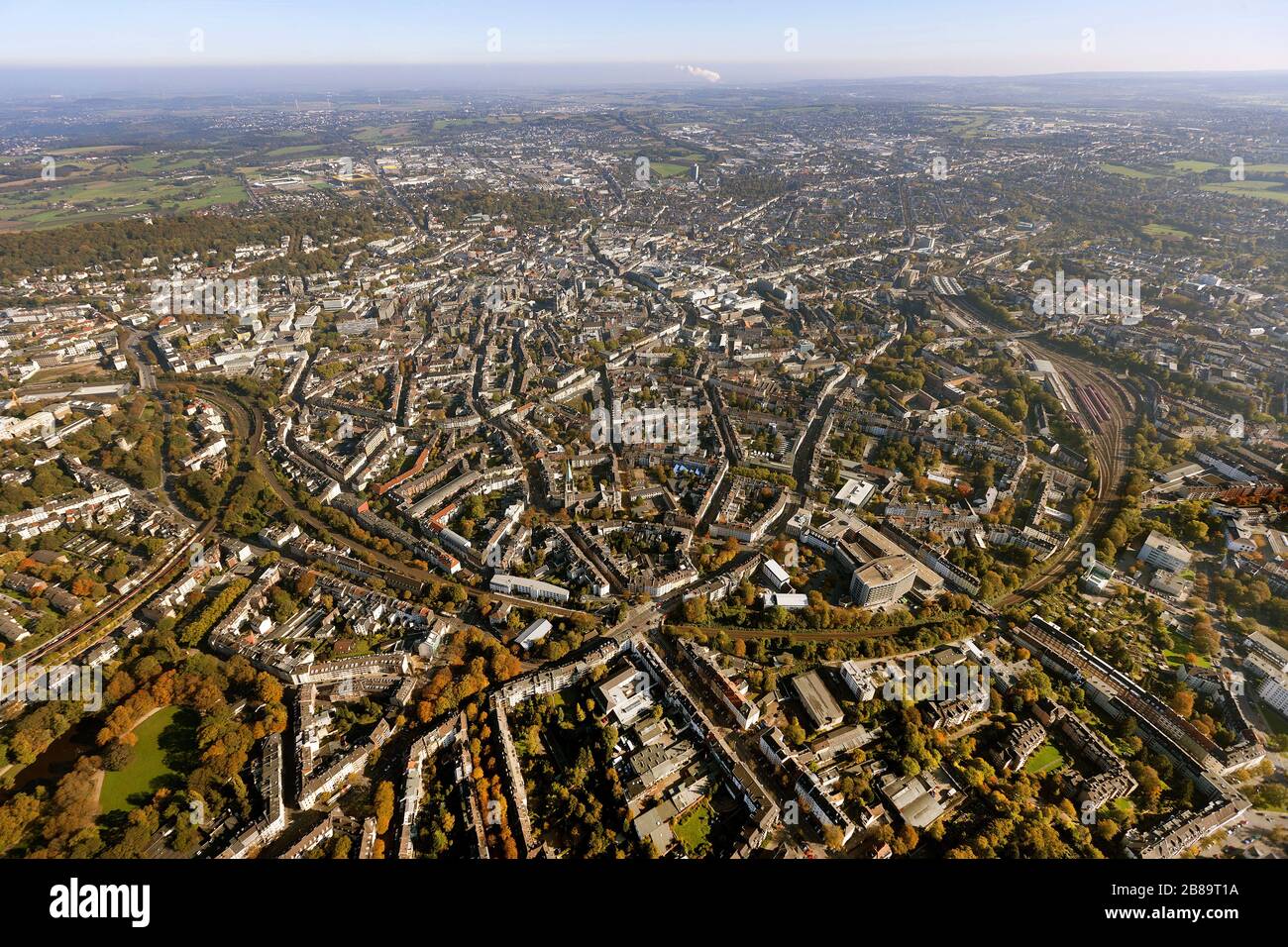 , city centre of Aachen, 22.10.2011, aerial view, Germany, North Rhine ...