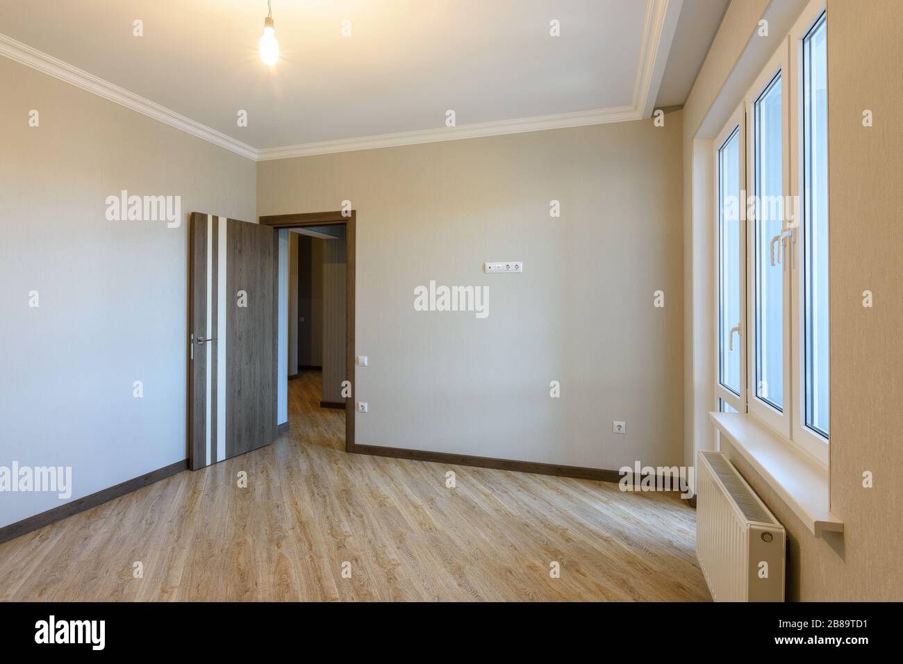 Interior of an empty bedroom after a renovation Stock Photo Alamy