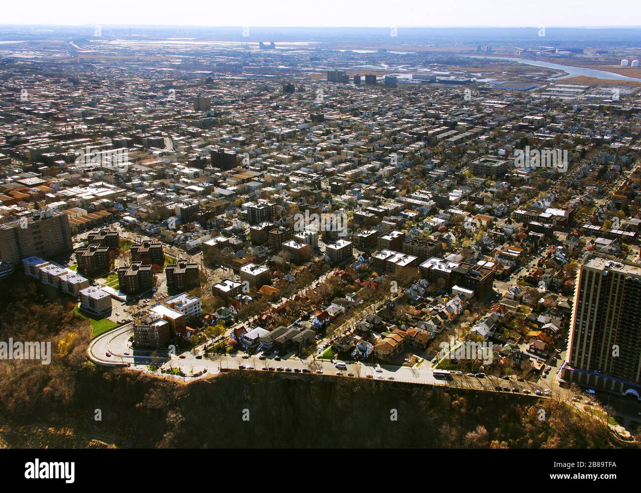 , small town Guttenberg at Hudson River in New Jersey, 12.04.2009, aerial view, USA, New Jersey, Hudson County, Guttenberg Stock Photo