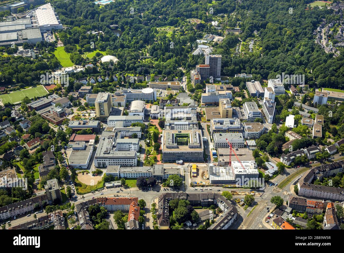 Essen University Clinic, 26.07.2015, aerial view, Germany, North Rhine-Westphalia, Ruhr Area, Essen Stock Photo