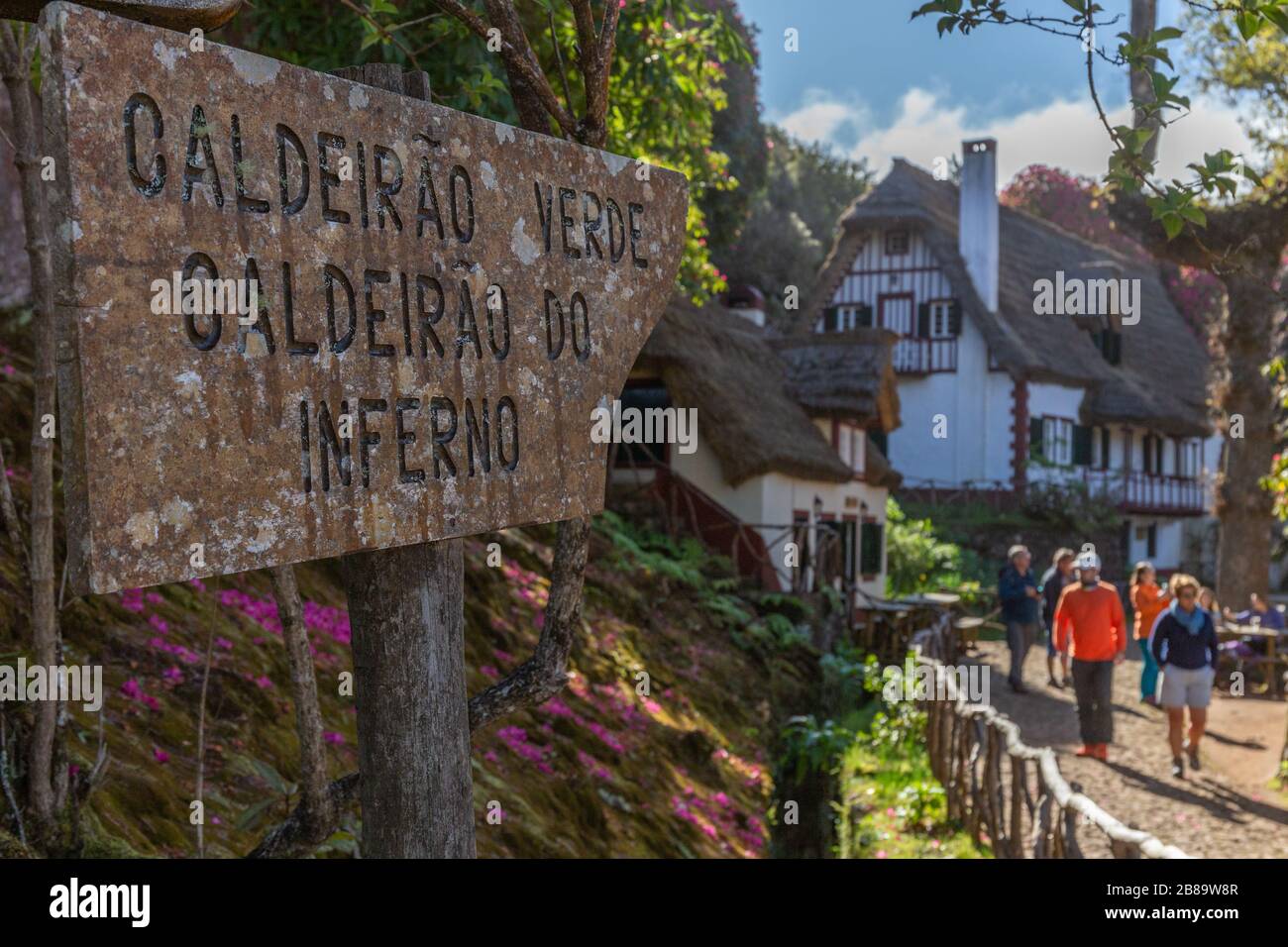 'Parque das Queimadas', the starting point of 'Caldeirao Verde' and 'Caldeirao do Inferno' footpaths Stock Photo