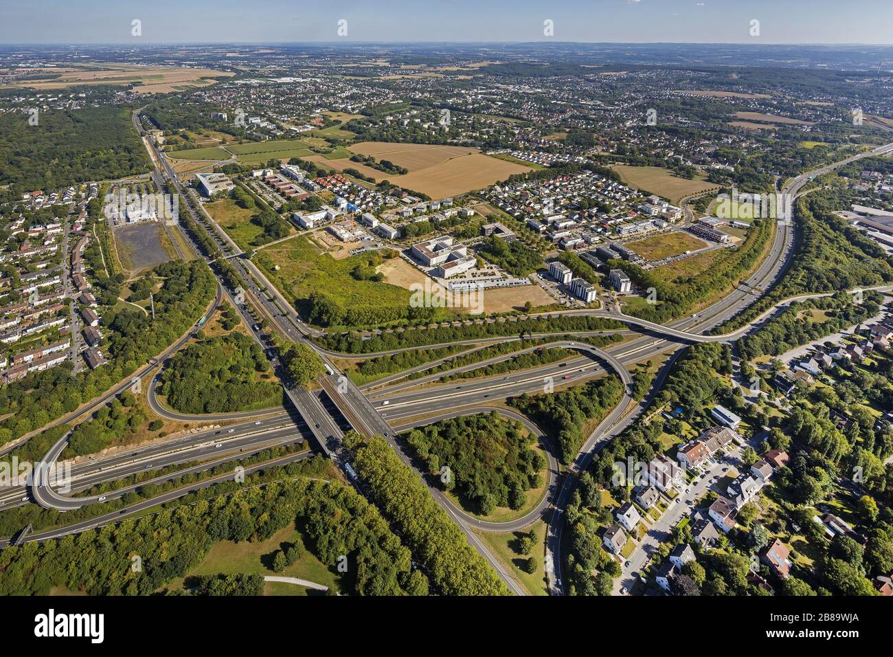 , City cross Stadtkrone Ost of Westfalendamm B1 with federal road B236 in Dortmund, 05.09.2013, aerial view, Germany, North Rhine-Westphalia, Ruhr Area, Dortmund Stock Photo