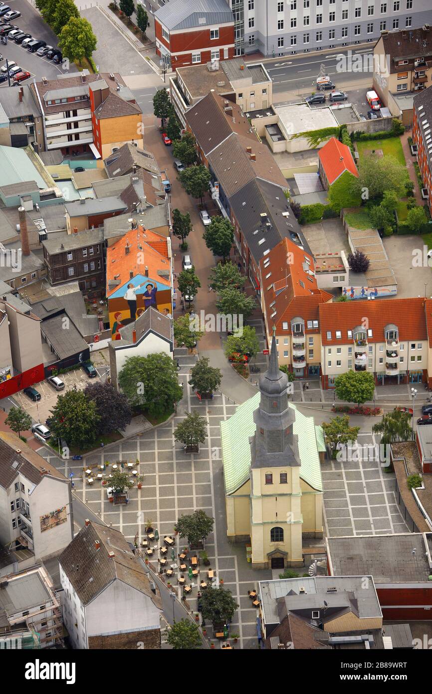 , Martin Luther Viertel in Hamm with church Lutherkirche, 02.07.2011, aerial view, Germany, North Rhine-Westphalia, Ruhr Area, Hamm Stock Photo