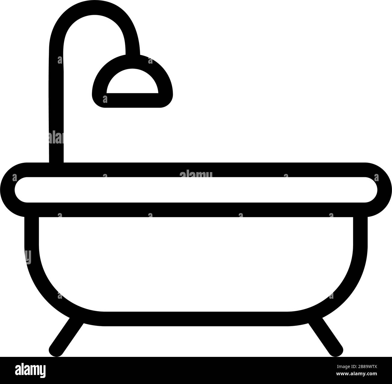 bath with shower icon vector outline illustration Stock Vector Image ...