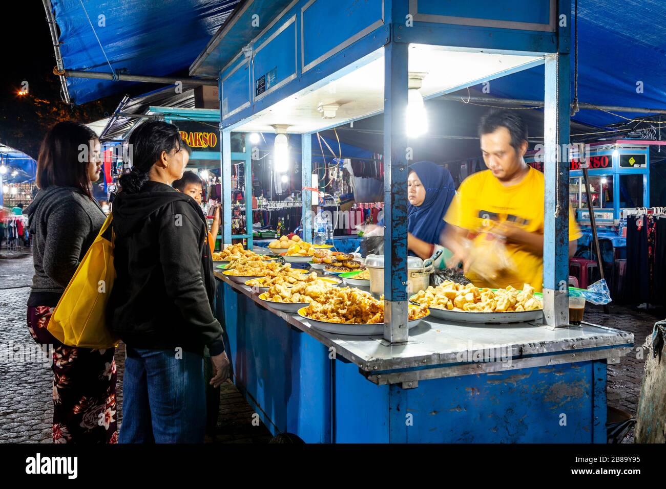 A Street Food Stall At Gianyar Night Market, Bali, Indonesia Stock