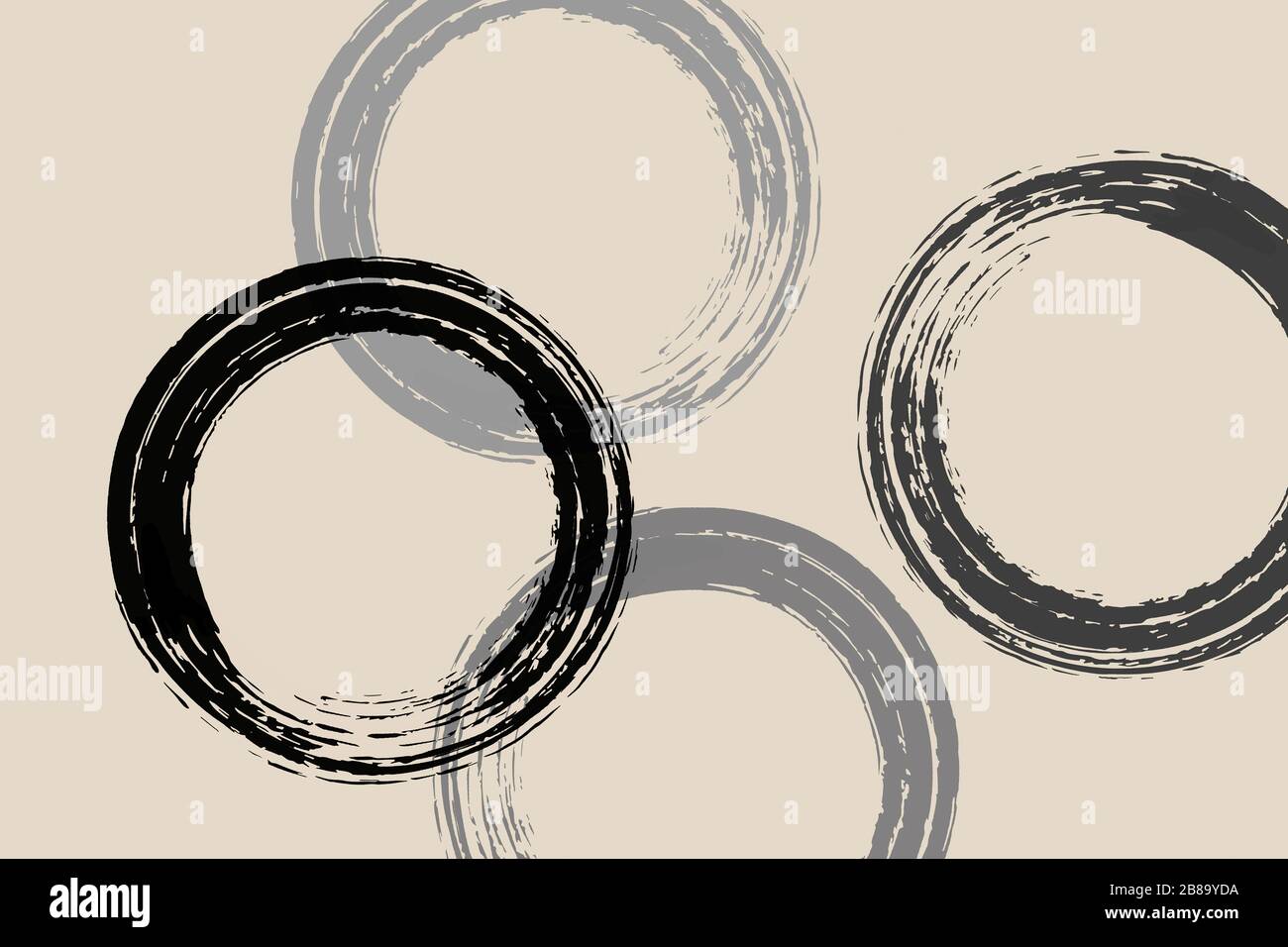 circular pattern of handwritten brush on color background Stock Photo