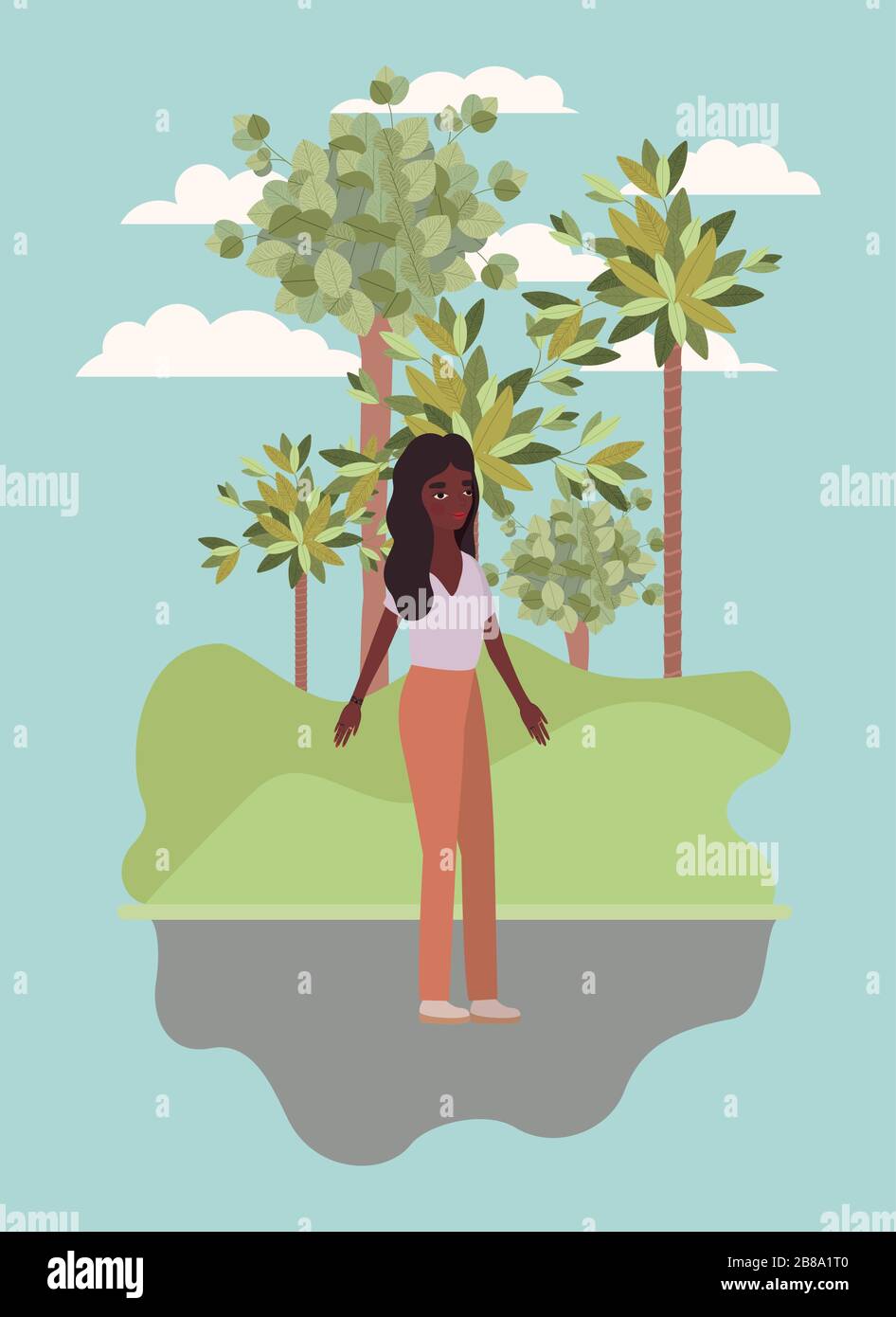 avatar woman trees and clouds vector design Stock Vector Image & Art ...