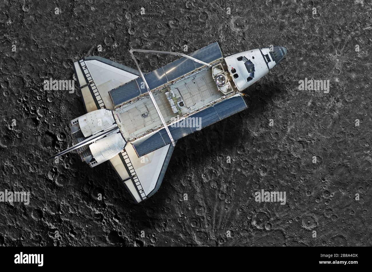 Space Shuttle orbiting the earth. Elements of this image furnished by NASA. Stock Photo