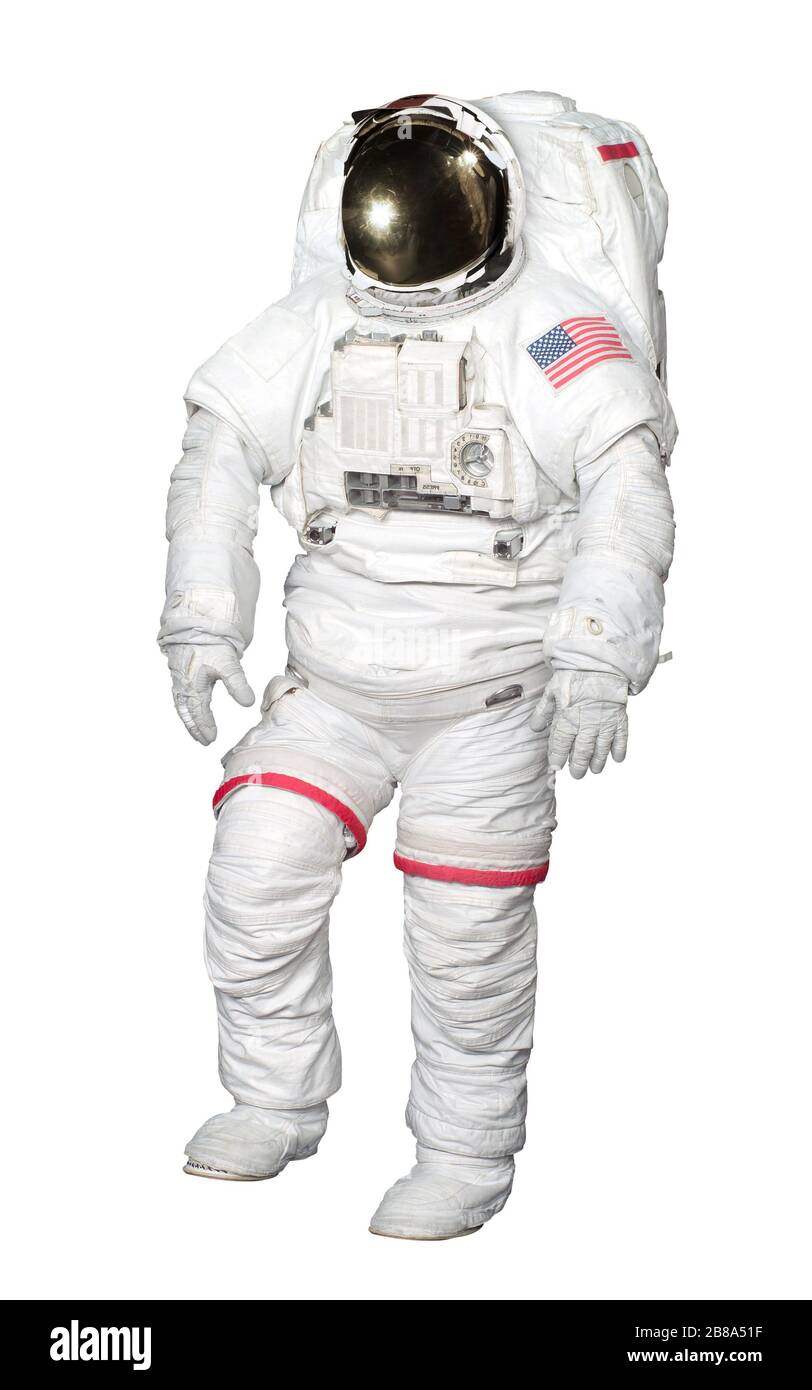 Astronaut in spacesuit floating in weightlessness, spaceman in open space  realistic vector illustration isolated over white background. Stock Vector