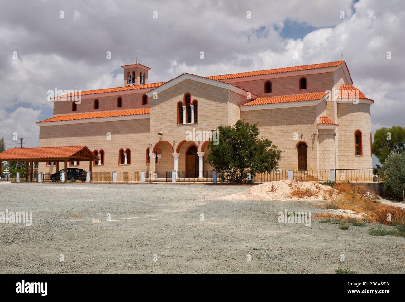 The newly built modern architecture Holy Temple of the Three Hierarchs  (Basil the Great , Gregory the Theologian  and John Chrysostom) is located in Stock Photo