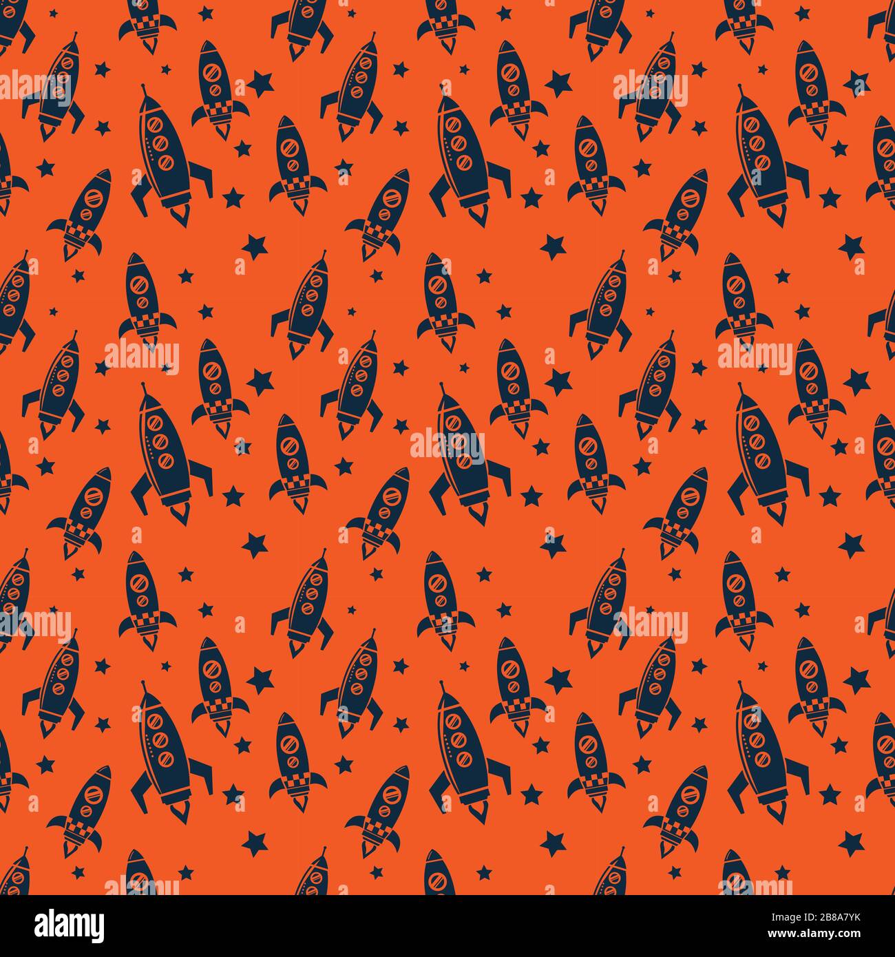 rocket and star seamless pattern vector illustration Stock Vector