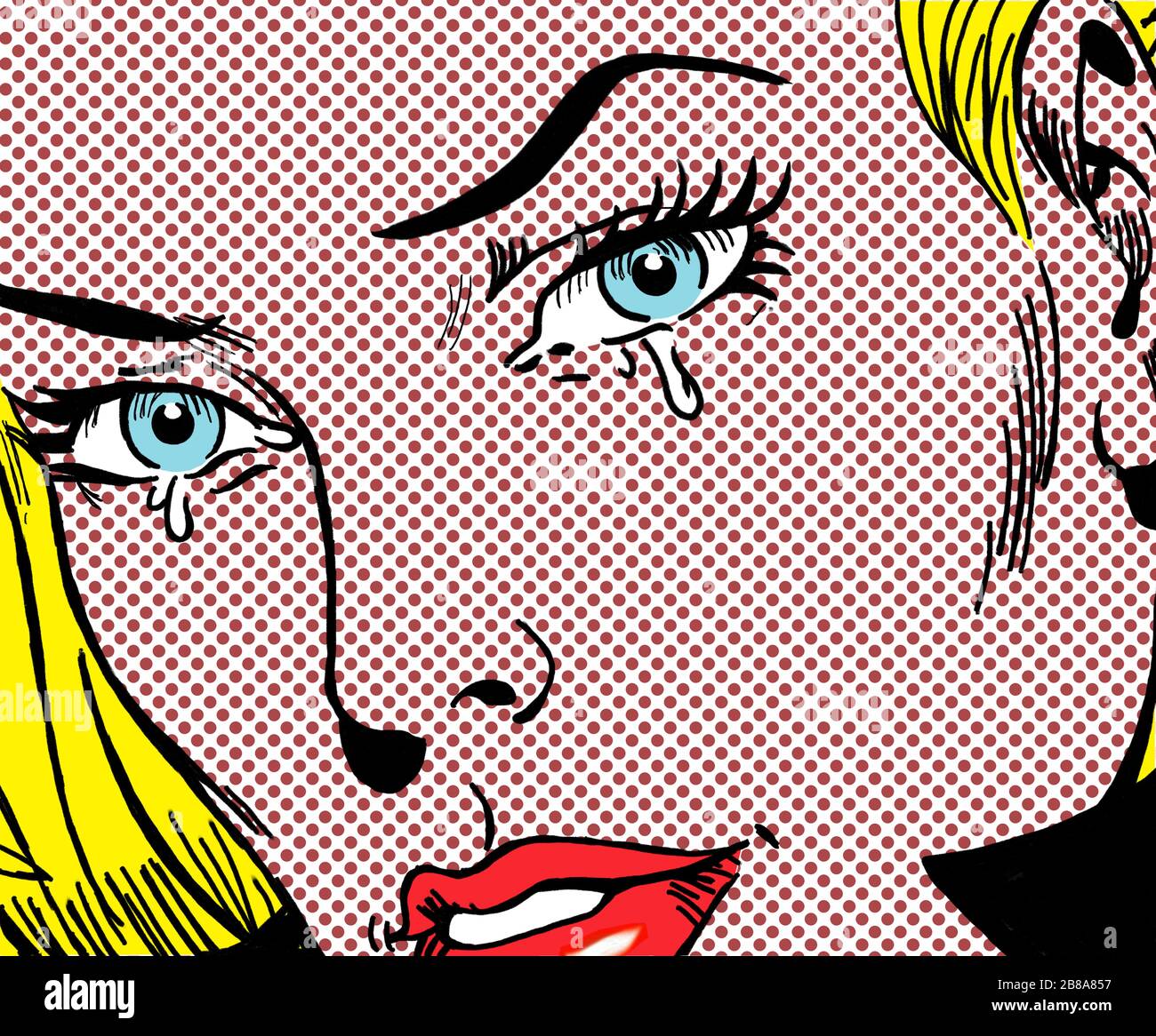 crying woman in the style of 60s comic books, pop art Stock Photo - Alamy