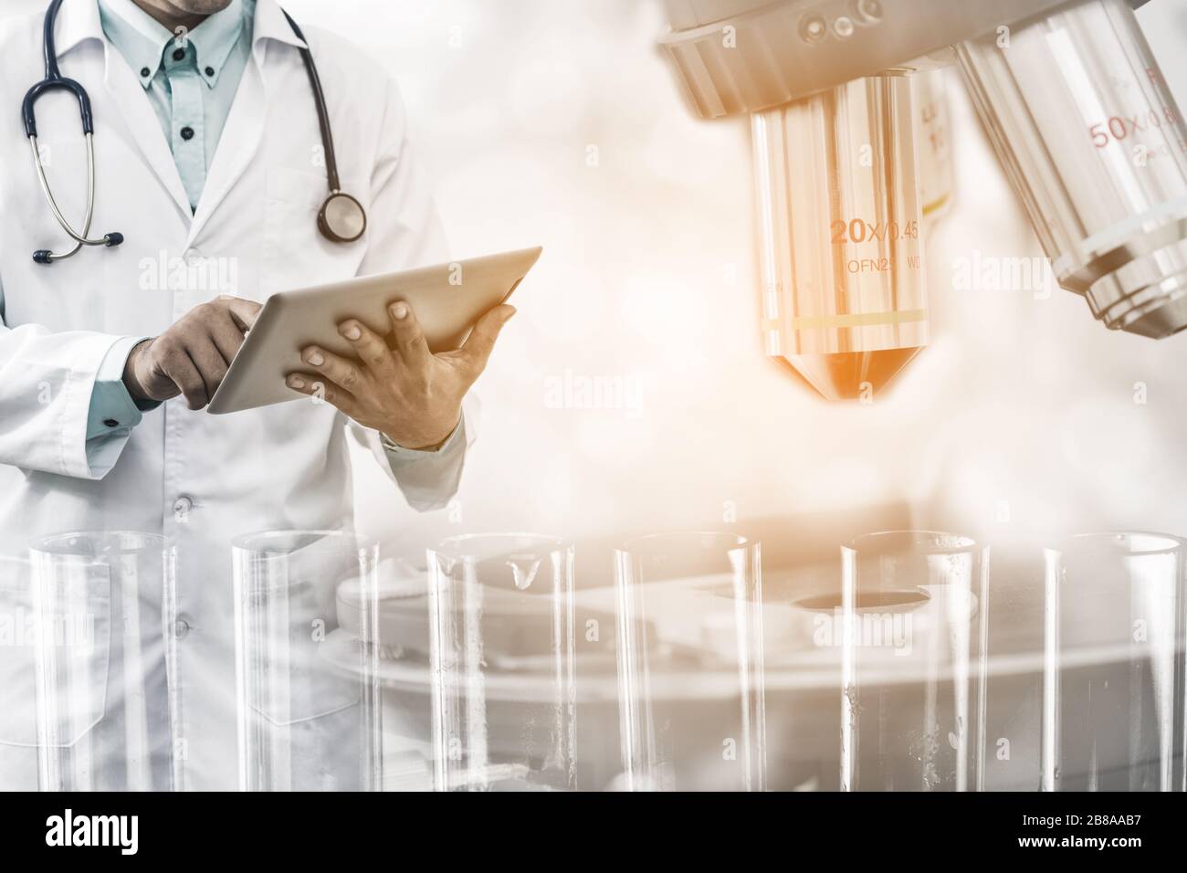 Medical science research and development concept - Doctor holding ...