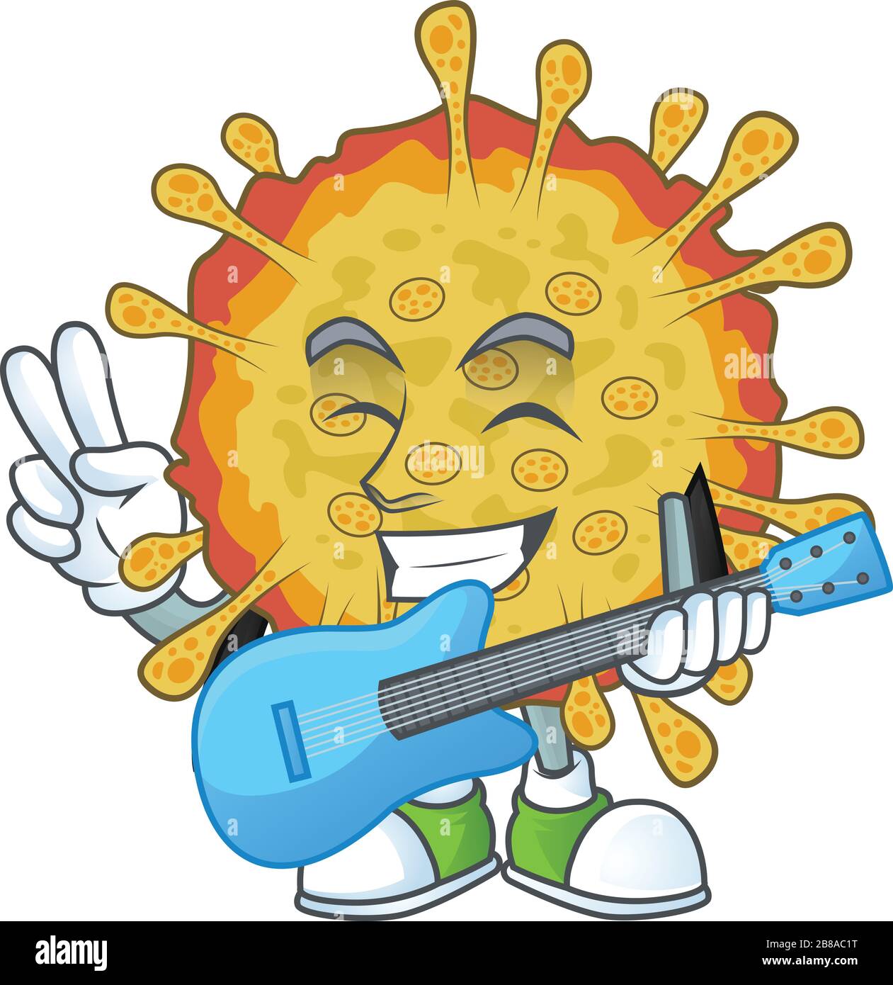 Supper talented outbreaks coronavirus cartoon design with a guitar ...