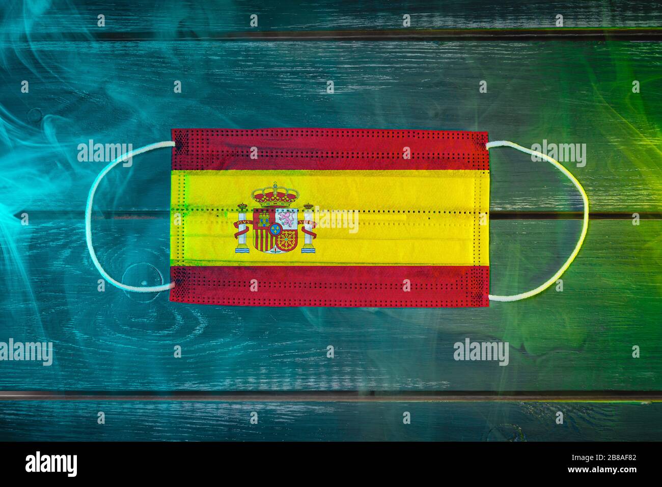 Red Mask Spain Medical mask for protection against airborne diseases, painted in the ...