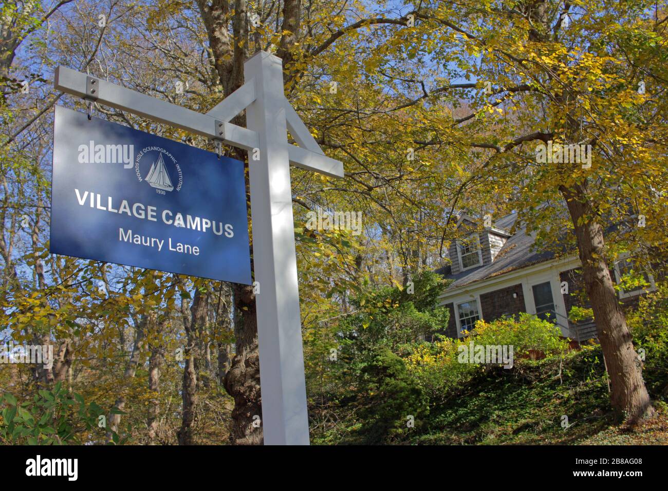 Woods Hole Oceanographic Institution, Village Campus sign, Woods Hole