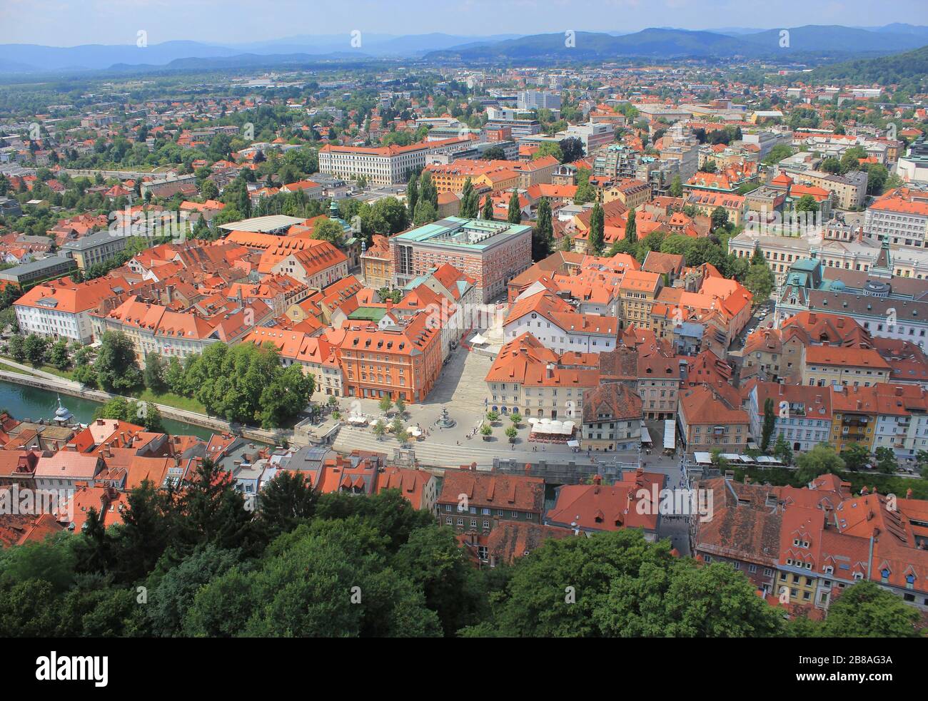 Ljubljana historic center, National University Library area, Slovenia Stock Photo
